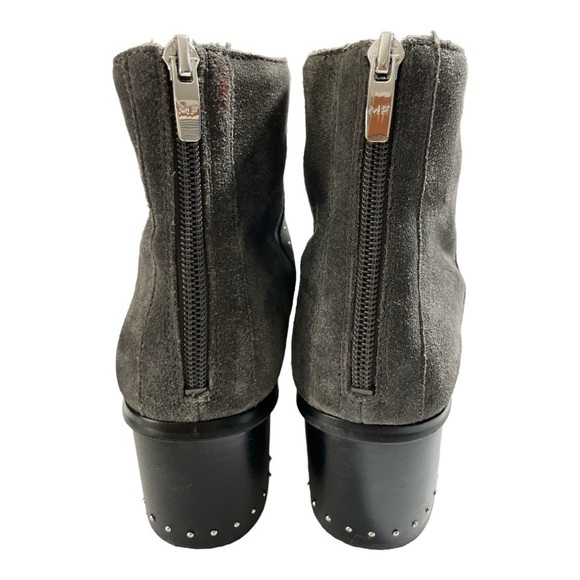 Marc Fisher Grey Suede Leather Ankle Boots with Chunky Heel, Silver Studs sz 8 - Picture 4 of 10